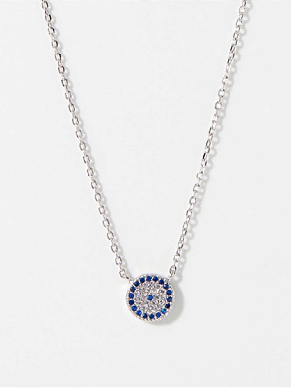 Evil Eye 🧿 blue and clear zirconia pendant on sterling silver chain
